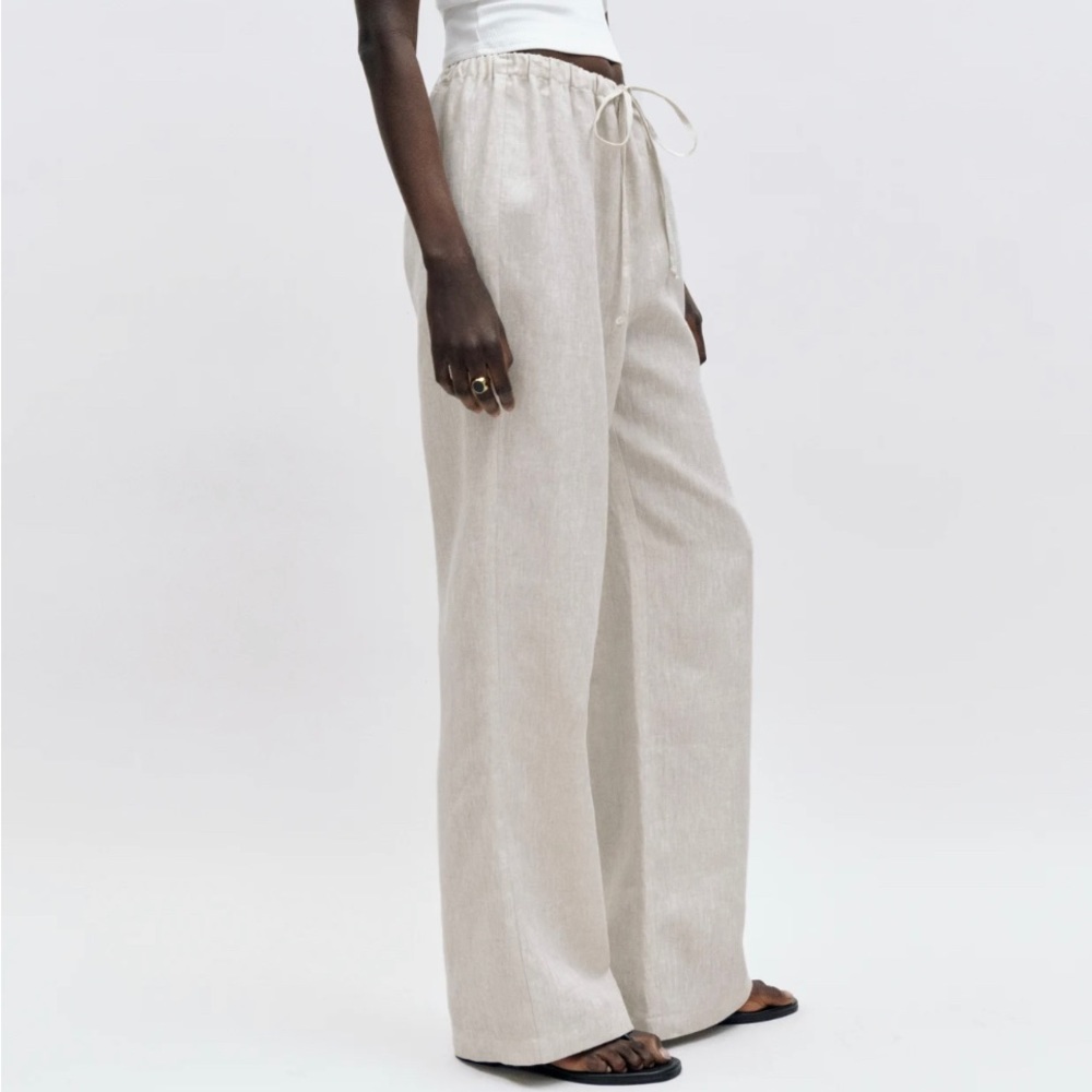 Reformation Olina Linen Pants - Oatmeal